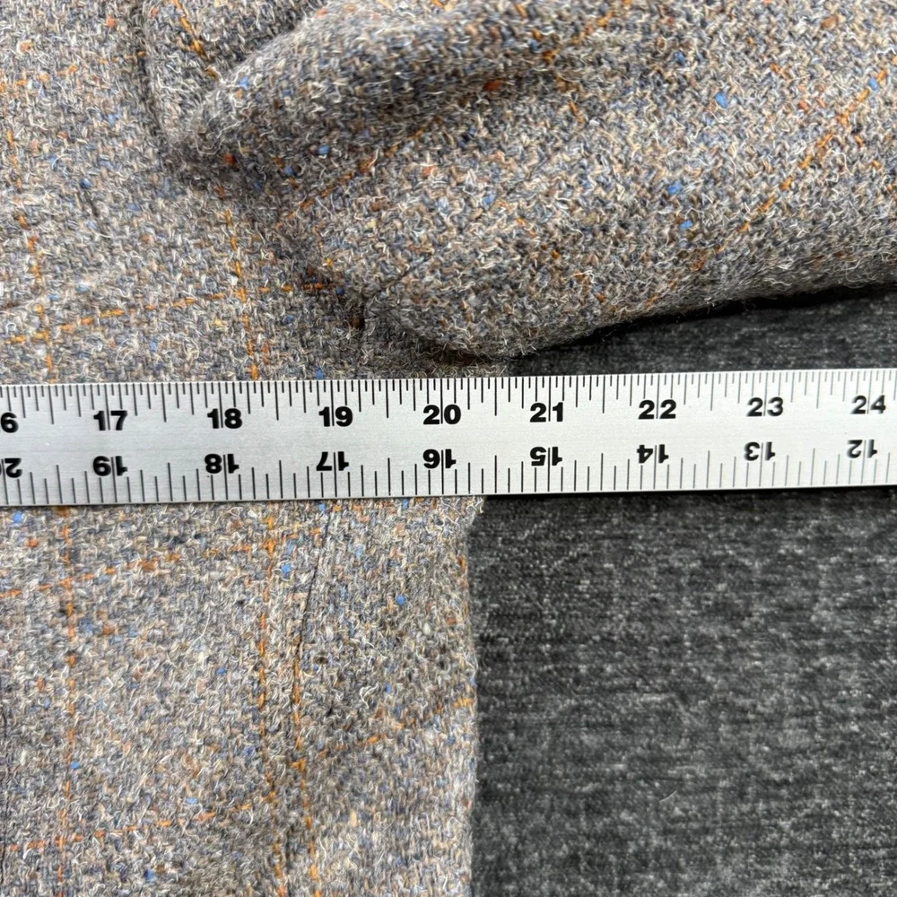 Hardwick Clothes Mens Grey Wool Tweed Windowpane Blazer Sport Coat Made in USA